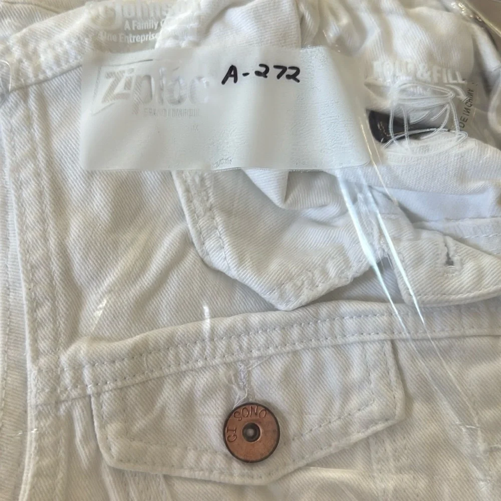 Ci Sono White Distressed Cotton Denim Jean Vest Button Details Women’s Large EUC - Picture 12 of 13